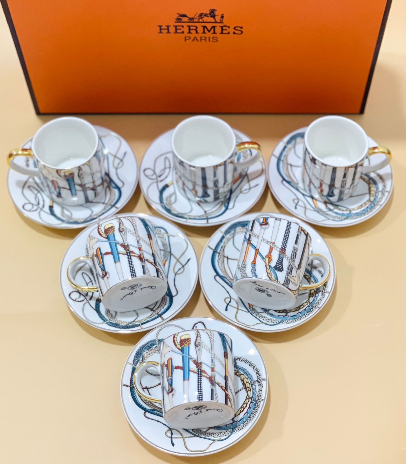 Hermes Turkish coffee set of 6 - Image 4 of 4